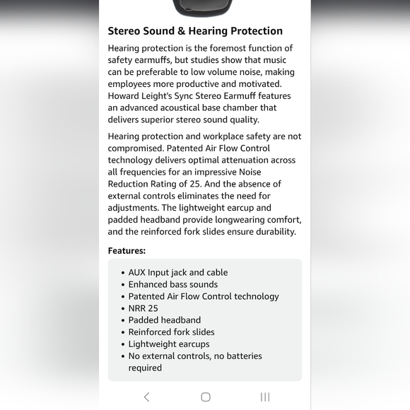 HOWARD LEIGHT Black Over-Ear Headphones - Picture 5 of 11